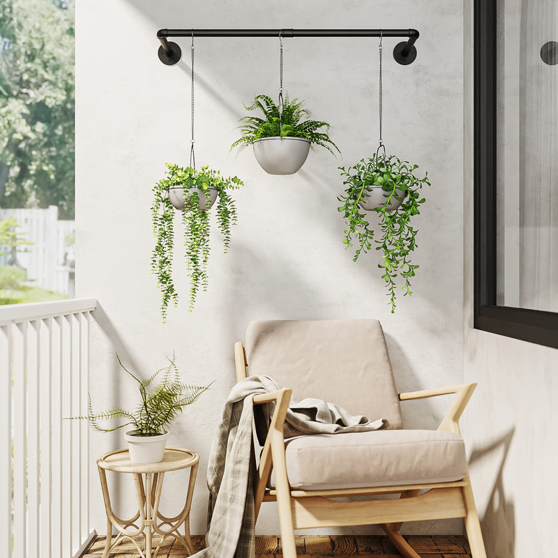 Bamworld Hanging Planters for Indoor Plants Hanging Planter Plant Holder Floating Black Metal Rod (Pot & Plant Not Included)