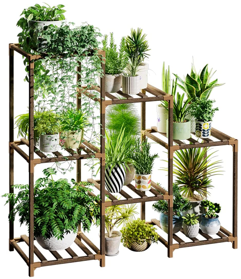 plant benches indoor Bamworld Plant Stand Indoor Plant Stands Wood Outdoor Tiered Plant She