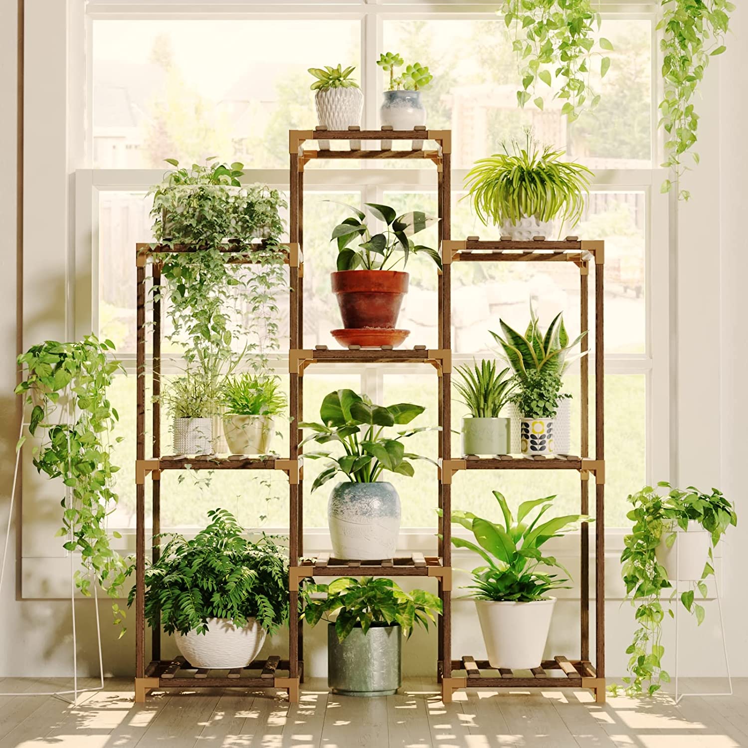 bamboo plant stands indoor Bamworld Plant Stand Indoor Plant Stands Wood Outdoor Tiered Plant She