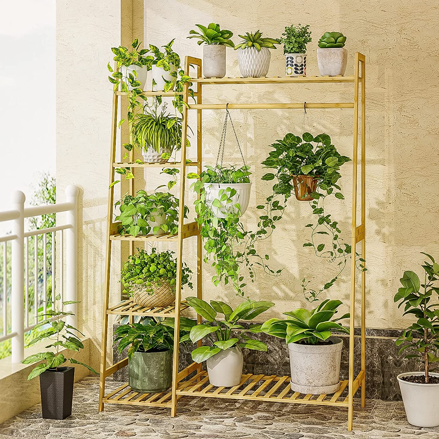 window plant hanger ideas Bamworld Hanging Plant Stand Indoor Tall Plant Stand for Multiple Plan