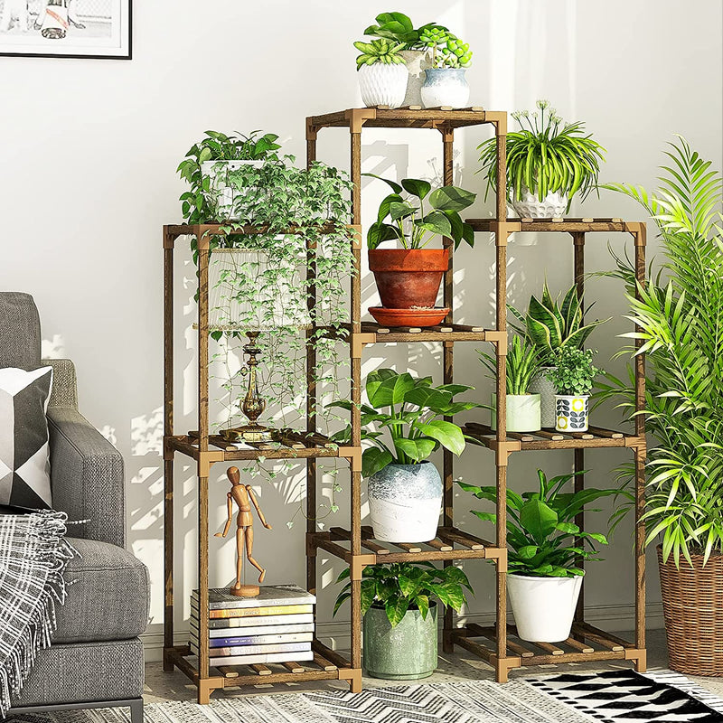 Bamworld Plant Stand Indoor Plant Stands Wood Outdoor Tiered Plant Shelf for Multiple Plants, Ladder Plant Holder