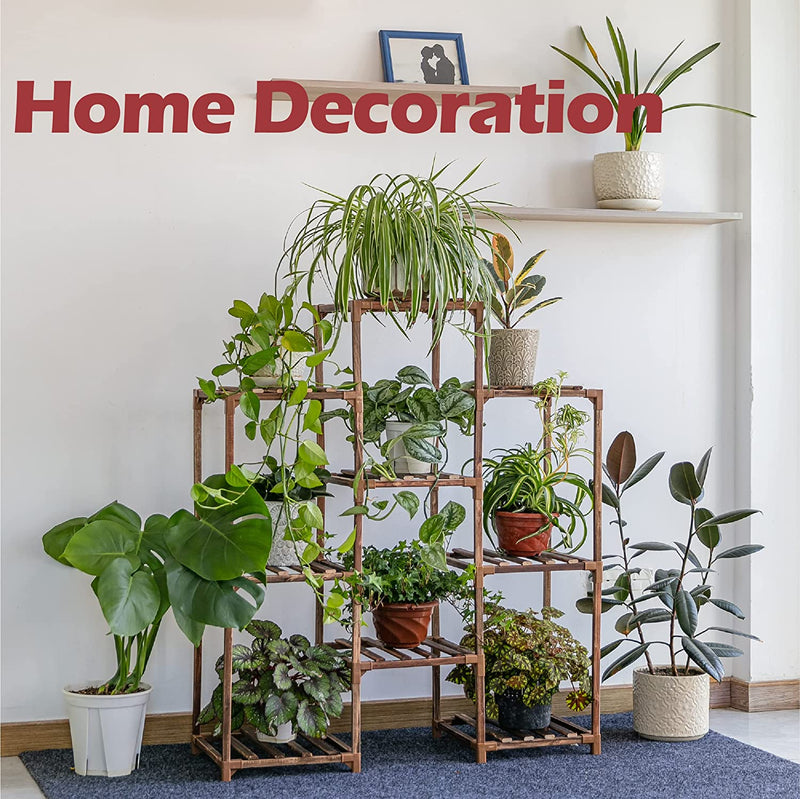 Bamworld Plant Stand Indoor Plant Stands Wood Outdoor Tiered Plant Shelf for Multiple Plants, Ladder Plant Holder