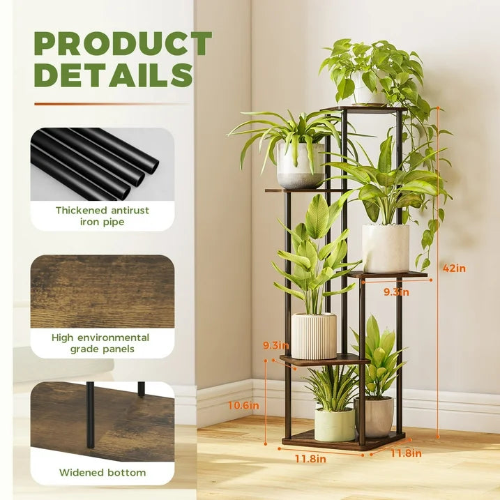 Bamworld Corner Plant Stand Indoor, 5 Tier Metal Plant Shelf for Multi