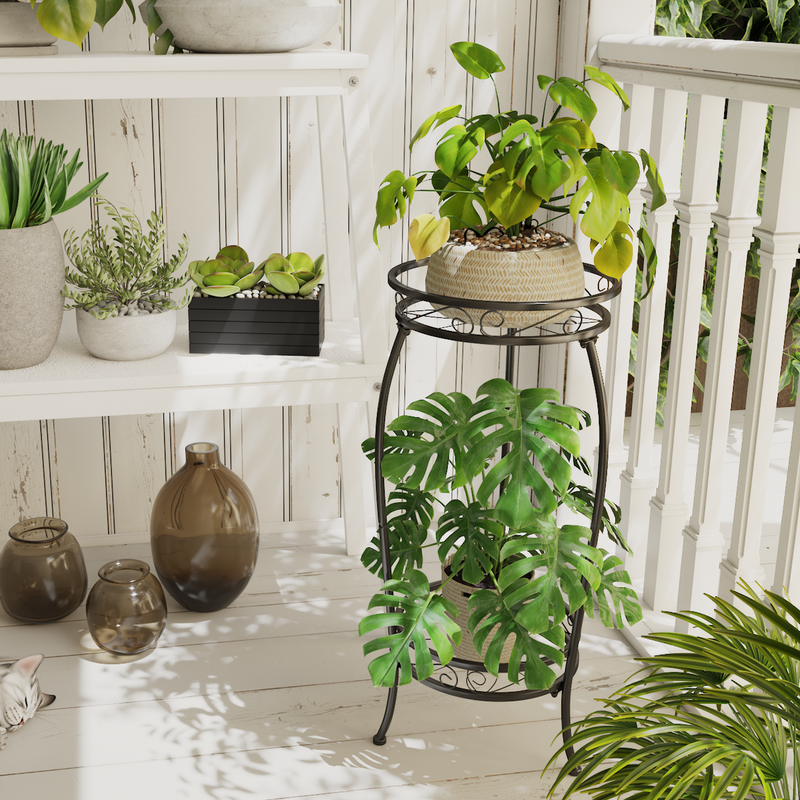 heavy plant pot stand Bamworld Plant Stand Indoor Outdoor,Tall Black Metal Rustproof Stable