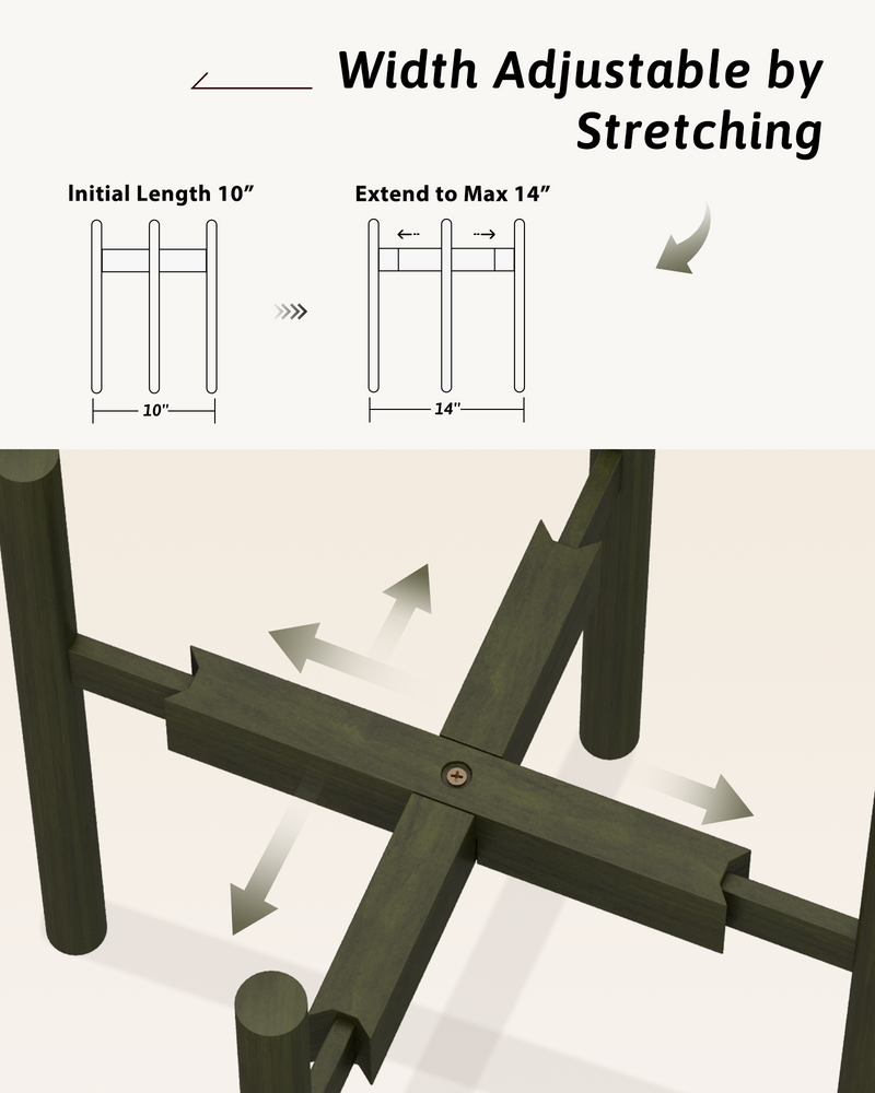 Bamworld Adjustable Plant Stand Indoor, Bamboo Plant Stand Fits 8 9 10 11 12 Inches, Single Floor Plant Stands for Living Room Balcony, Tea brown