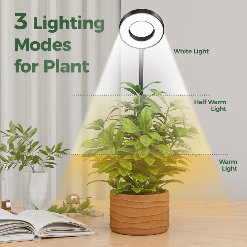 JF Grow Lights for Indoor Plants Full Spectrum, LED Grow Light with Timer & 5 Brightness Levels, Clip-On Plant Lamp with Adjustable Gooseneck for Seedlings, Herbs, and Houseplants