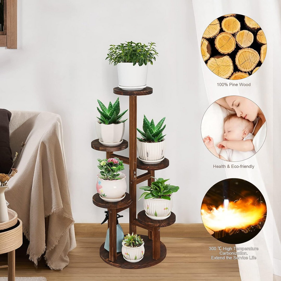 Bamworld 5 Tier Plant Stand Indoor,Wooden Tall Plant Stands for Multip