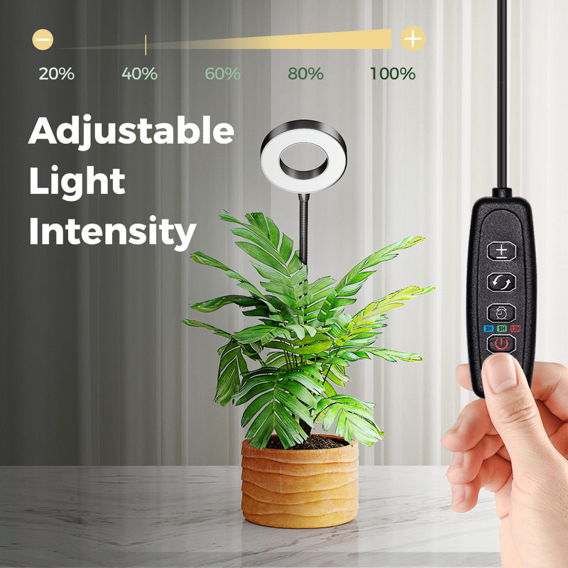 JF Grow Lights for Indoor Plants Full Spectrum, LED Grow Light with Timer & 5 Brightness Levels, Clip-On Plant Lamp with Adjustable Gooseneck for Seedlings, Herbs, and Houseplants