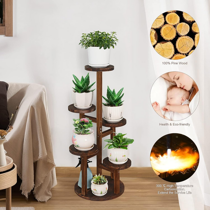 high plant pot stand Bamworld 5 Tier Plant Stand Indoor,Wooden Tall Plant Stands for Multip