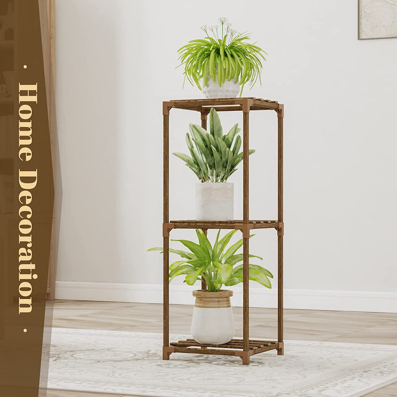 Bamworld Plant Stand Indoor 3 Tier Plant Shelf Outdoor Corner Plant Holder for Multiple Pots Single Plant Stand for Small Space Patio Balcony Garden