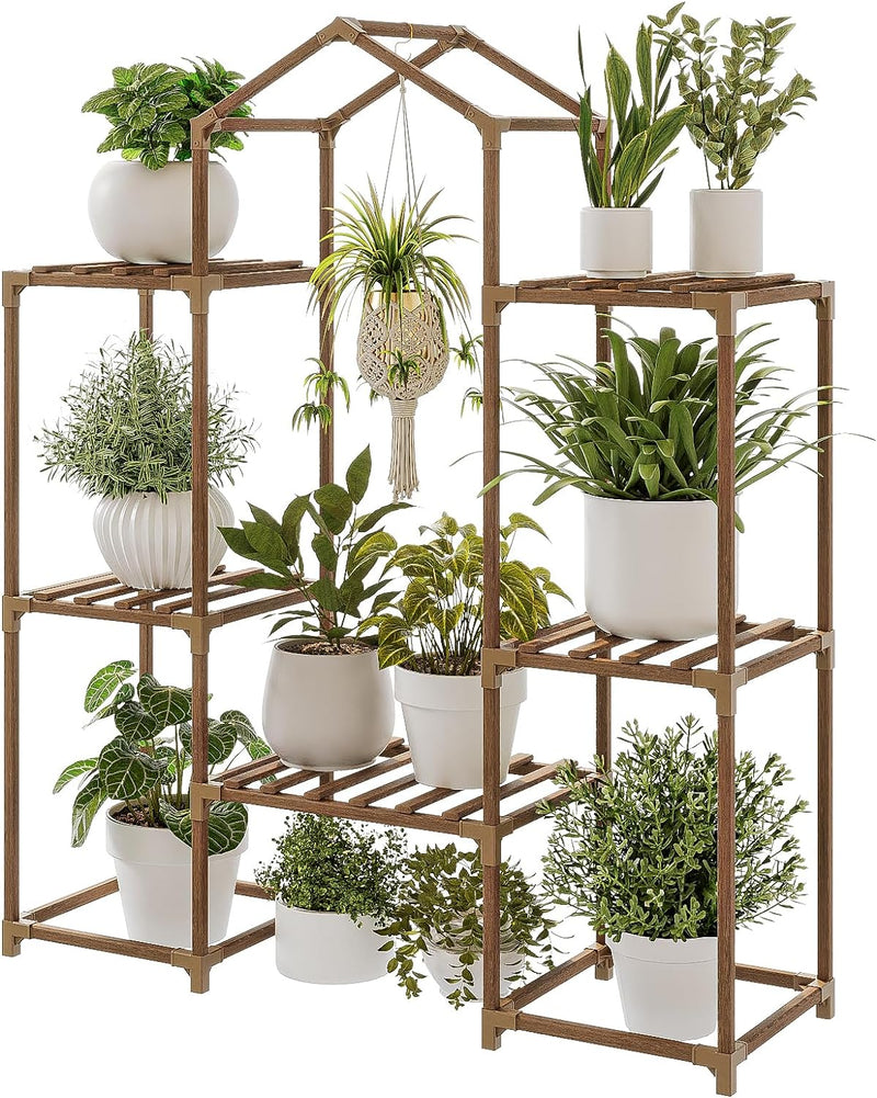 Bamworld Plant Stand Indoor Hanging Plant Shelf Outdoor Large Plant Rack for Multiple Plants Boho Home Decor Plant Gift for Mom Woman