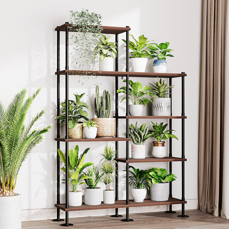 Bamworld Large Plant Shelf Indoor 6 Tier Metal Plant Stand 71in Tall Plant Rack for Large Plant Holder Flower Table Pot Stand for Living Room, Patio, Balcony, Garden