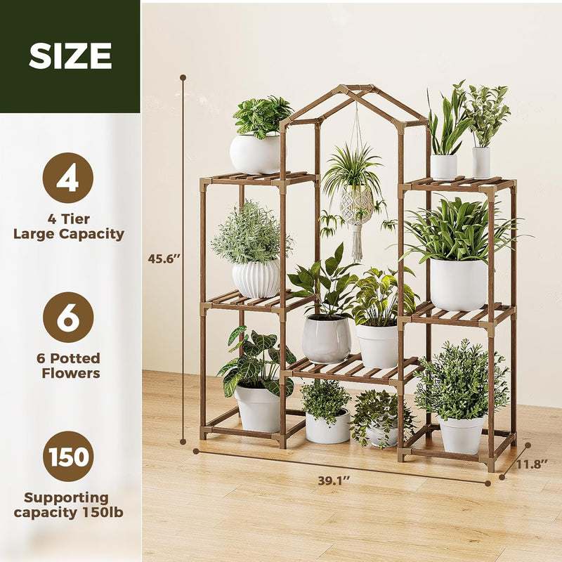 multi hanging plant stand Bamworld Plant Stand Indoor Hanging Plant Shelf Outdoor Large Plant Ra