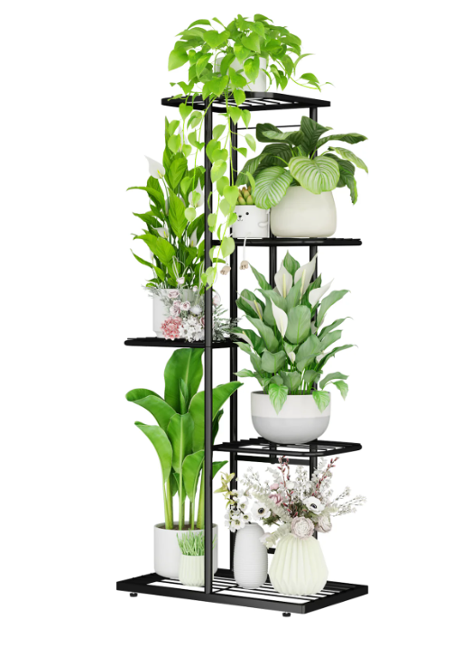 indoor plant display shelves Bamworld Plant Stand Metal 5 Tier 6 Potted Multiple Flower Pot Holder
