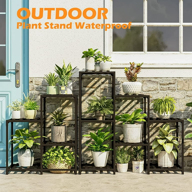 plant rack design outdoor Bamworld Outdoor Plant Stand Indoor Black Corner Plant Shelf 5-Tier 11