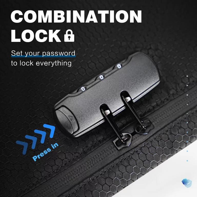 GENTINGBRO smell proof Bag Storage bag with Combination Lock Medicine Locking Bag Portable Travel Bag 9x7 Inch Great Gifts for Women and Men (Black)