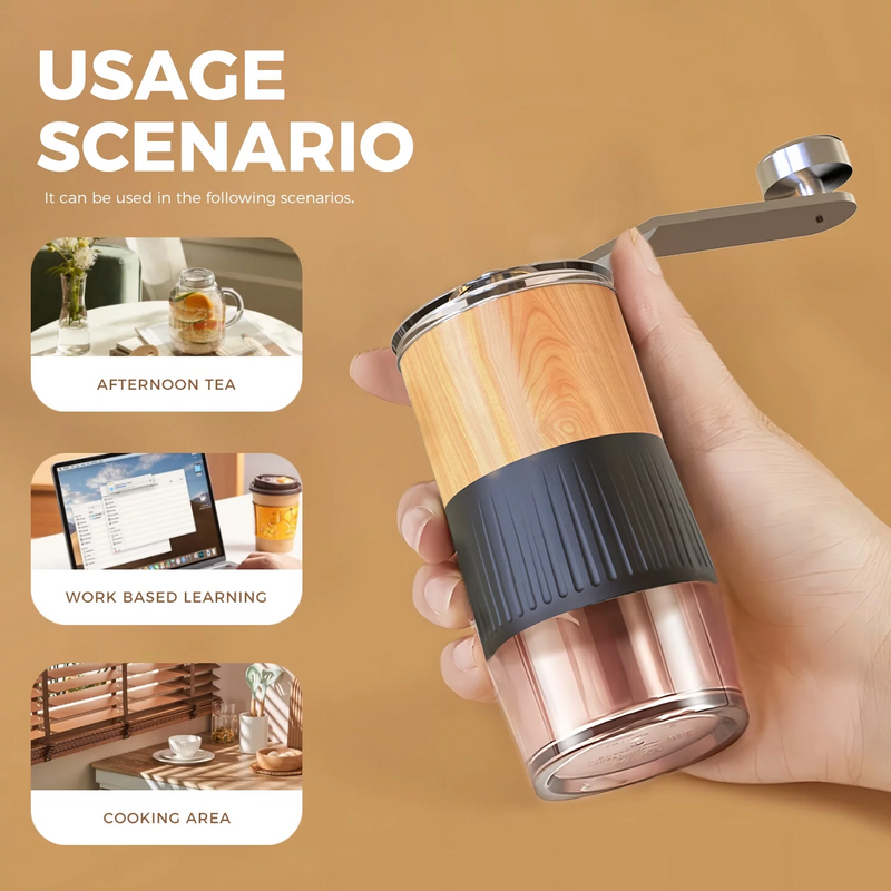 Manual Coffee Grinder Spice Grinder Hand Coffee Grinder with Adjustable Conical Stainless Steel Burr Mill, Capacity 30g Portable Mill Faster Grinding Espresso to Coarse for Office, Home, Camping