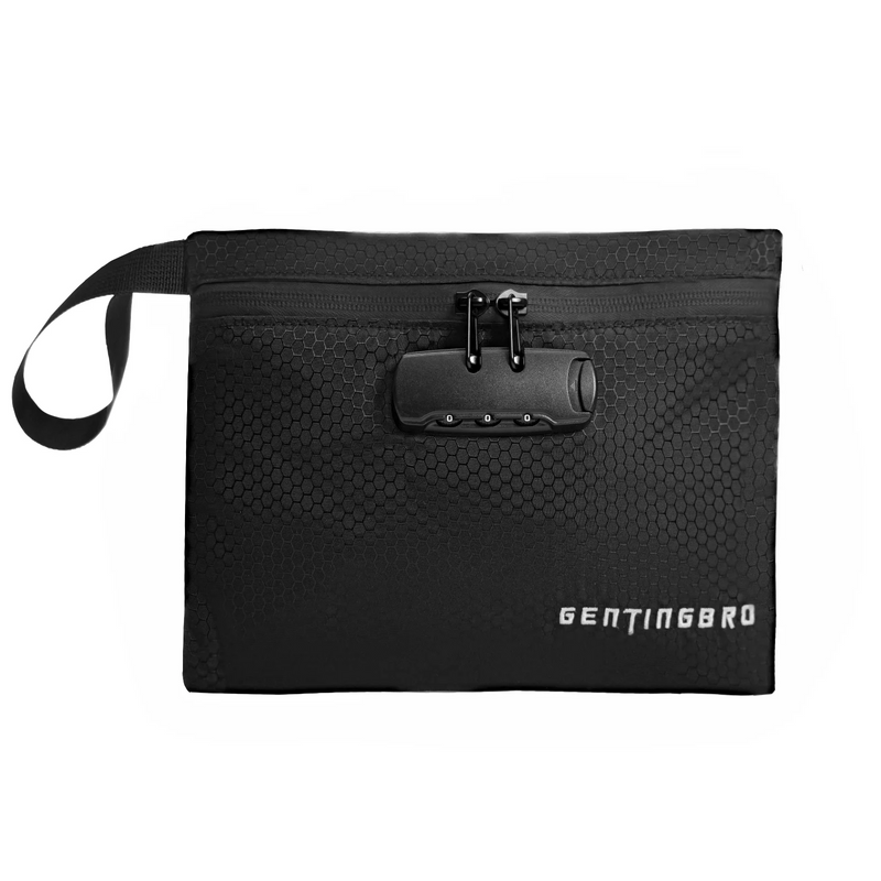 GENTINGBRO smell proof Bag Storage bag with Combination Lock Medicine Locking Bag Portable Travel Bag 9x7 Inch Great Gifts for Women and Men (Black)