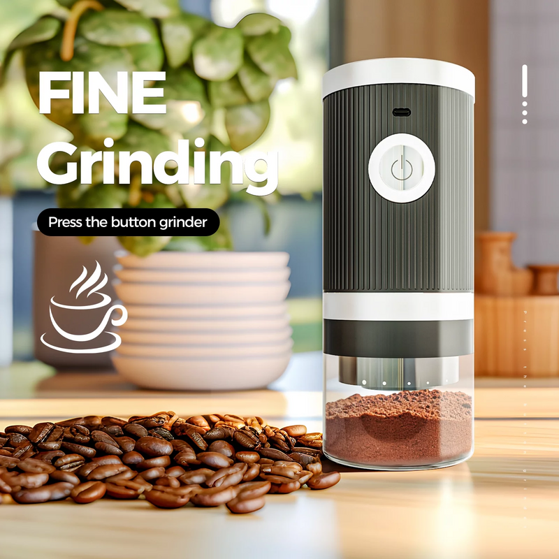 Electric Coffee Grinder Spice Grinder Portable One Button Control Coffee Bean Grinder Core Espresso Grinder Strong power Uniform grinding Adjustable Thickness USB-Rechargeable (Black)