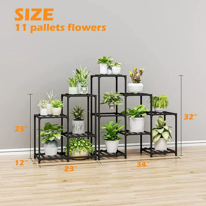 black indoor plant stand Bamworld Outdoor Plant Stand Indoor Black Corner Plant Shelf 5-Tier 11