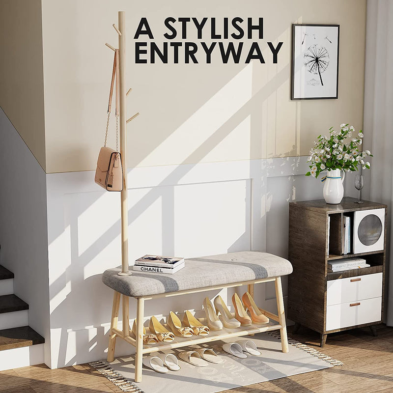 Coat Rack and Shoe Bench for Entryway
