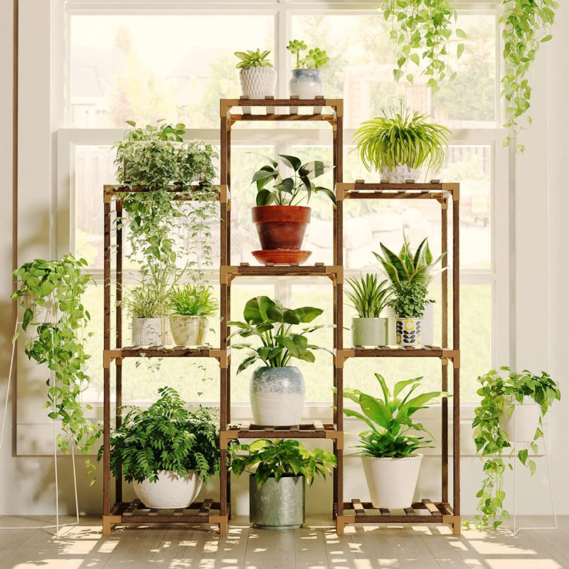 Bamworld Plant Stand Indoor Plant Stands Wood Outdoor Tiered Plant Shelf for Multiple Plants, Ladder Plant Holder