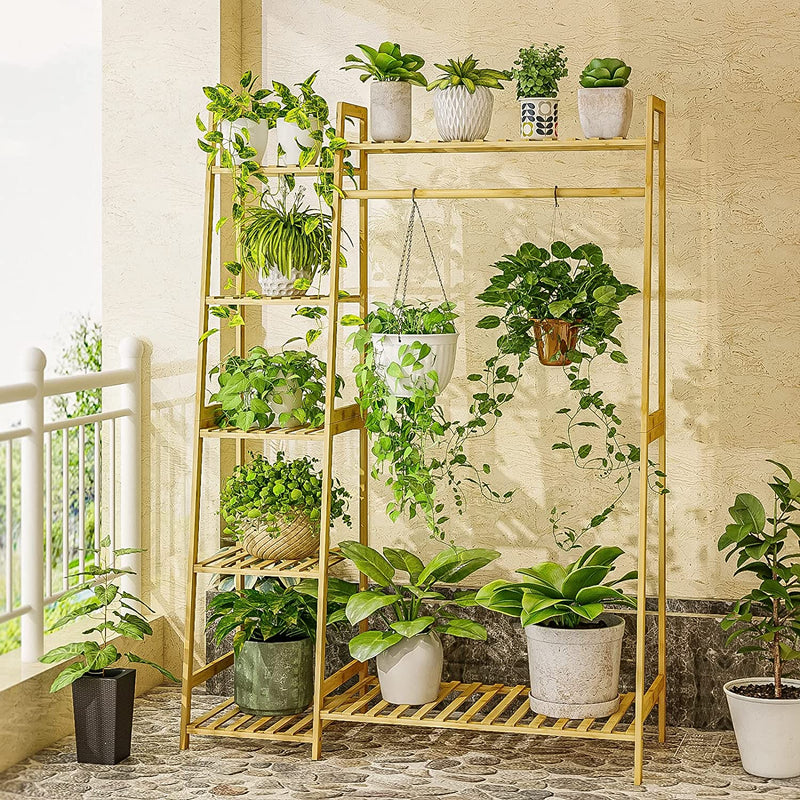 window plant shelves indoor Bamworld Hanging Plant Stand Indoor Tall Plant Stand for Multiple Plan